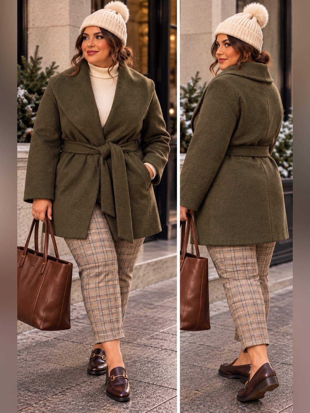 Old Navy oversized wool-blend wrap coat in olive